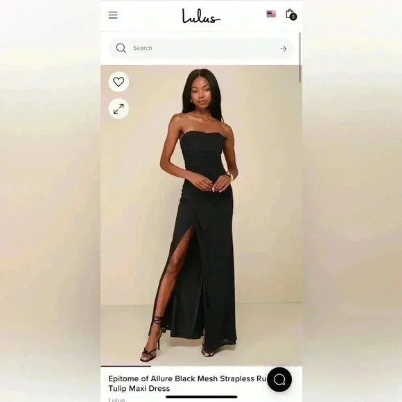 NWT Lulus “Epitome of Allure” Black Strapless Maxi - Size L - Picture 2 of 4